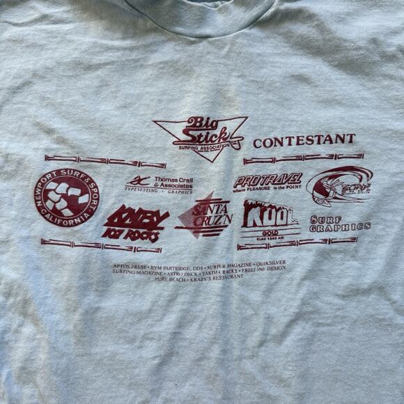 Vintage 1990 Big Stick Surf-O-Rama Contest T-Shirt Santa Cruz Sz XL - Picture 3 of 8